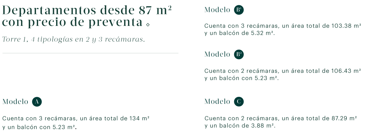 Departamentos desde 87 m2 con precio de preventa